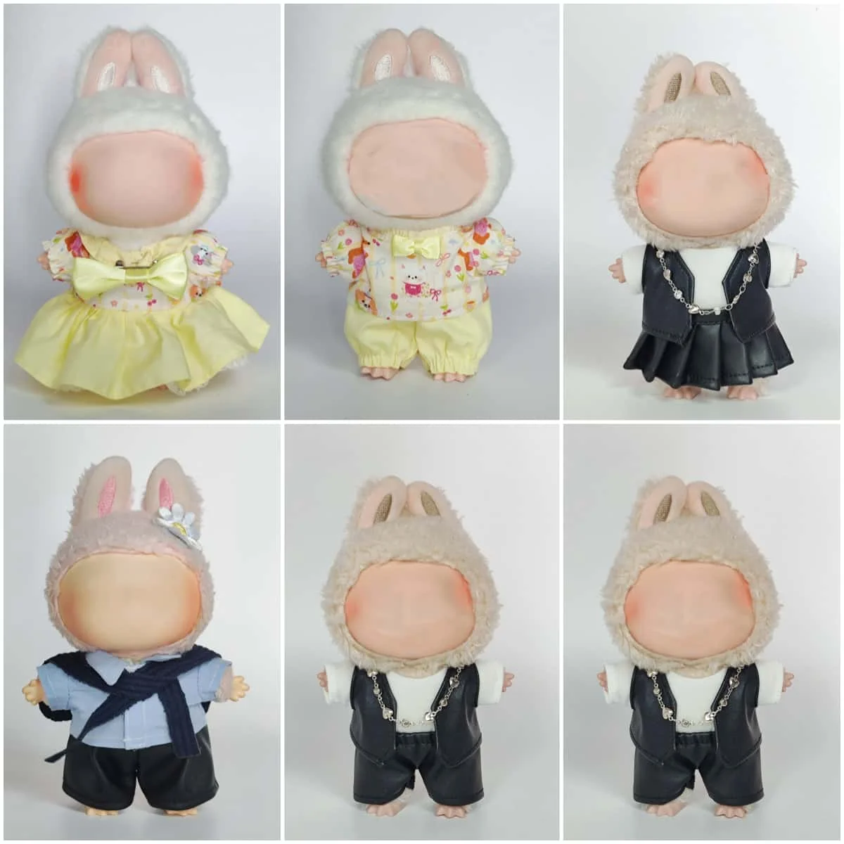 

Cartoon-compatible 17cm Labubu clothes, mini plush doll outfits, hooded suit for Labubu doll, doll clothing accessories