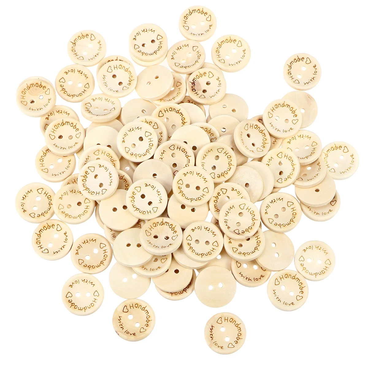 

100pcs Love Heart Wooden Buttons 25Mm Natural Diy Sewing Craft Supplies For Clothes Hats Bags Jewelry Bowl Shaped Fasteners