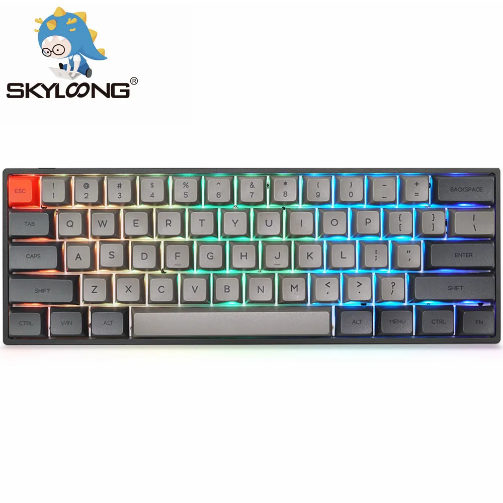 

SKYLOONG Mechanical Keyboard SK61 61 Keys Hot Swappable Optical Switch PBT Shine Through RGB Backlit Programmable Game Keyboards