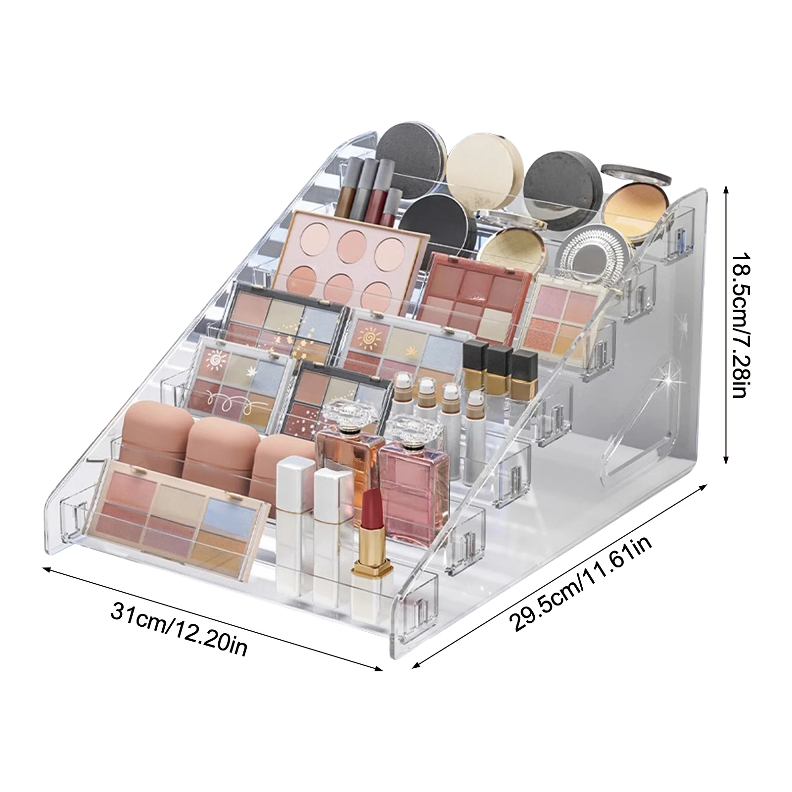 3-7 Ebenen Transparenter Kunststoff Kosmetik-Organizer Präsentationsständer Klare Aufbewahrungsbox Make-up Pinsel Lippenstifte Halter Desktop-Aufbewahrung – Detail 7