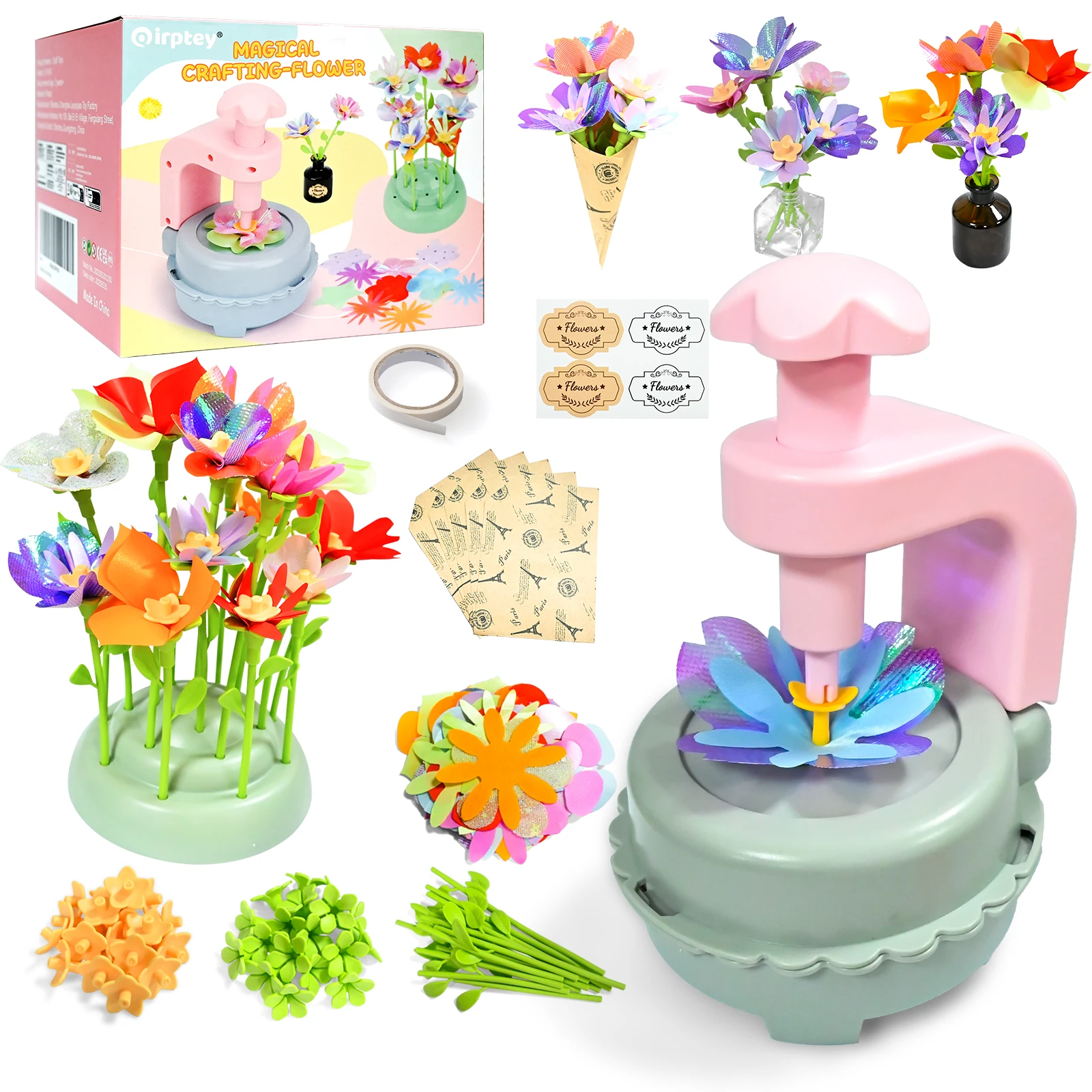 

DIY Craft Kits Toys Kids Handmade Bouquet Making Machine Set Artificial Flower Toy Set Flower Arrangement Girls Educational Gift