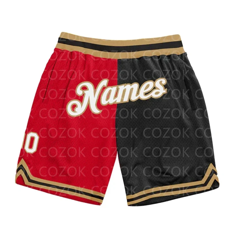 

Custom Red splice Authentic Basketball Shorts 3D Printed Men Shorts Your Name Mumber Quick Drying Beach Shorts