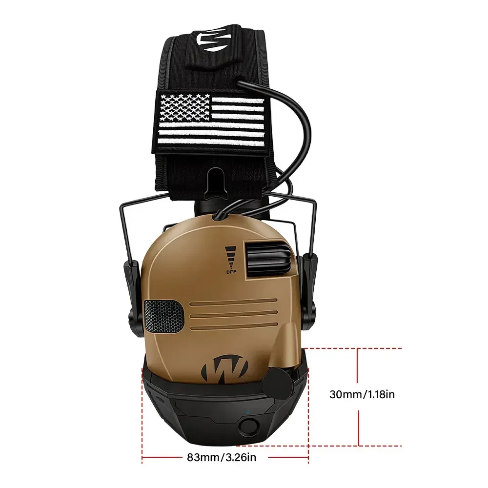 Professionelles Headset mit Geräuschunterdrückung und kabellosem Bluetooth, taktischer aktiver Gehörschutz gegen Lärm beim Schießen. – Detail 10