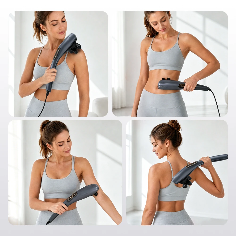 Massage Gun Corded Electric Handheld Percussion Massager 220V 10 Speeds 12 Modes 6 Heads for Back & Legs