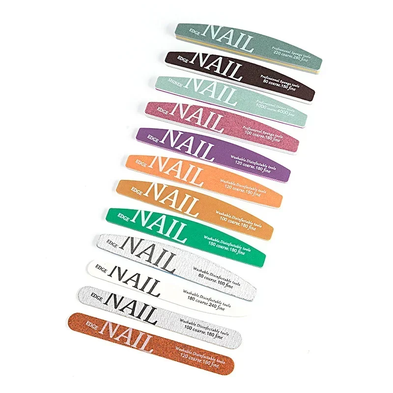 12-5 قطعة ملف الأظافر 80/100 حصى المهنية مانيكير الصنفرة إهاب مزيل هلام تلميع الملفات الأظافر المخازن المؤقتة مسمار أداة فنية
