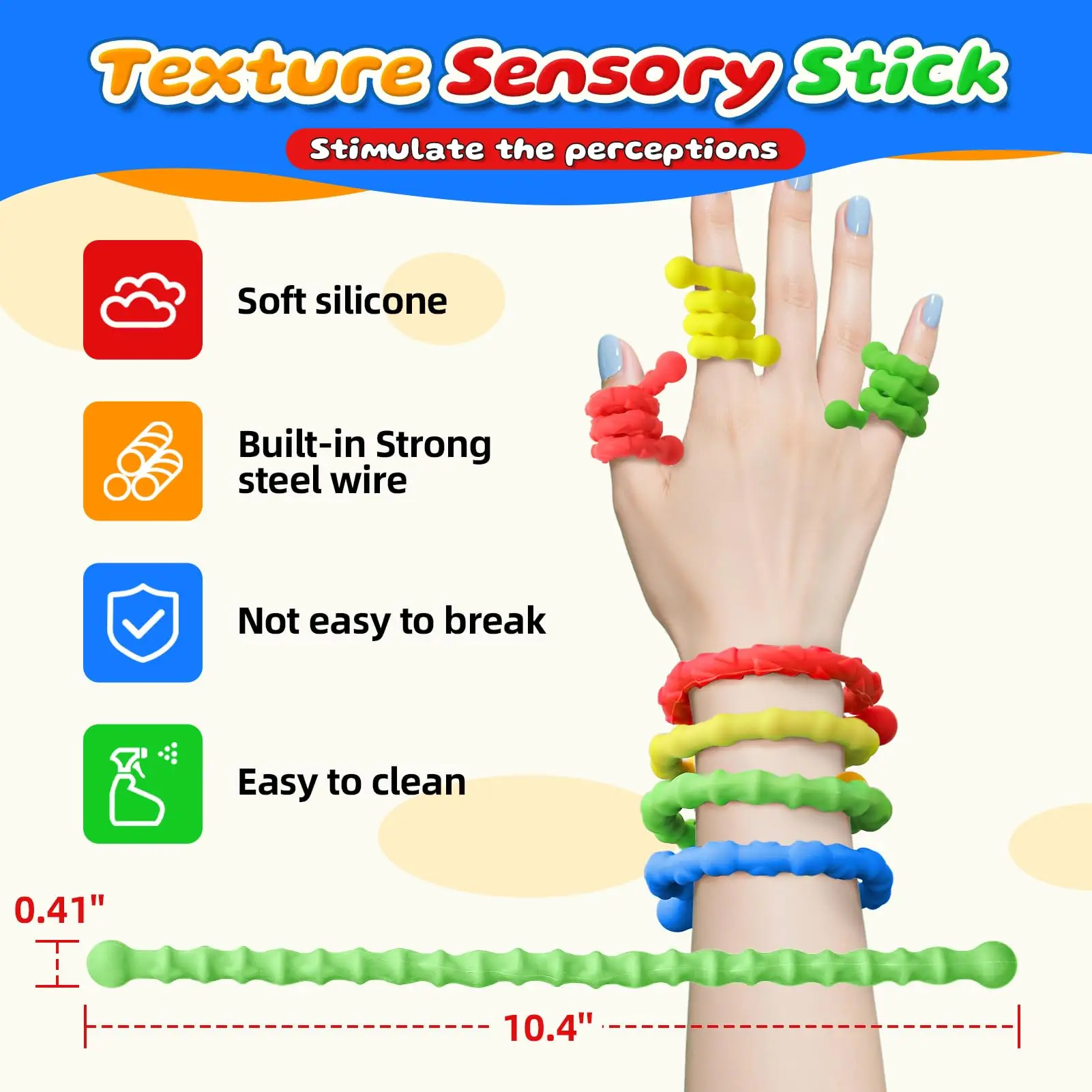 New Children Versatile Sensory Bracelet Toy Food Grade Silicone Grade Elastic Adjustable Decompression Stick Hand String Puzzle