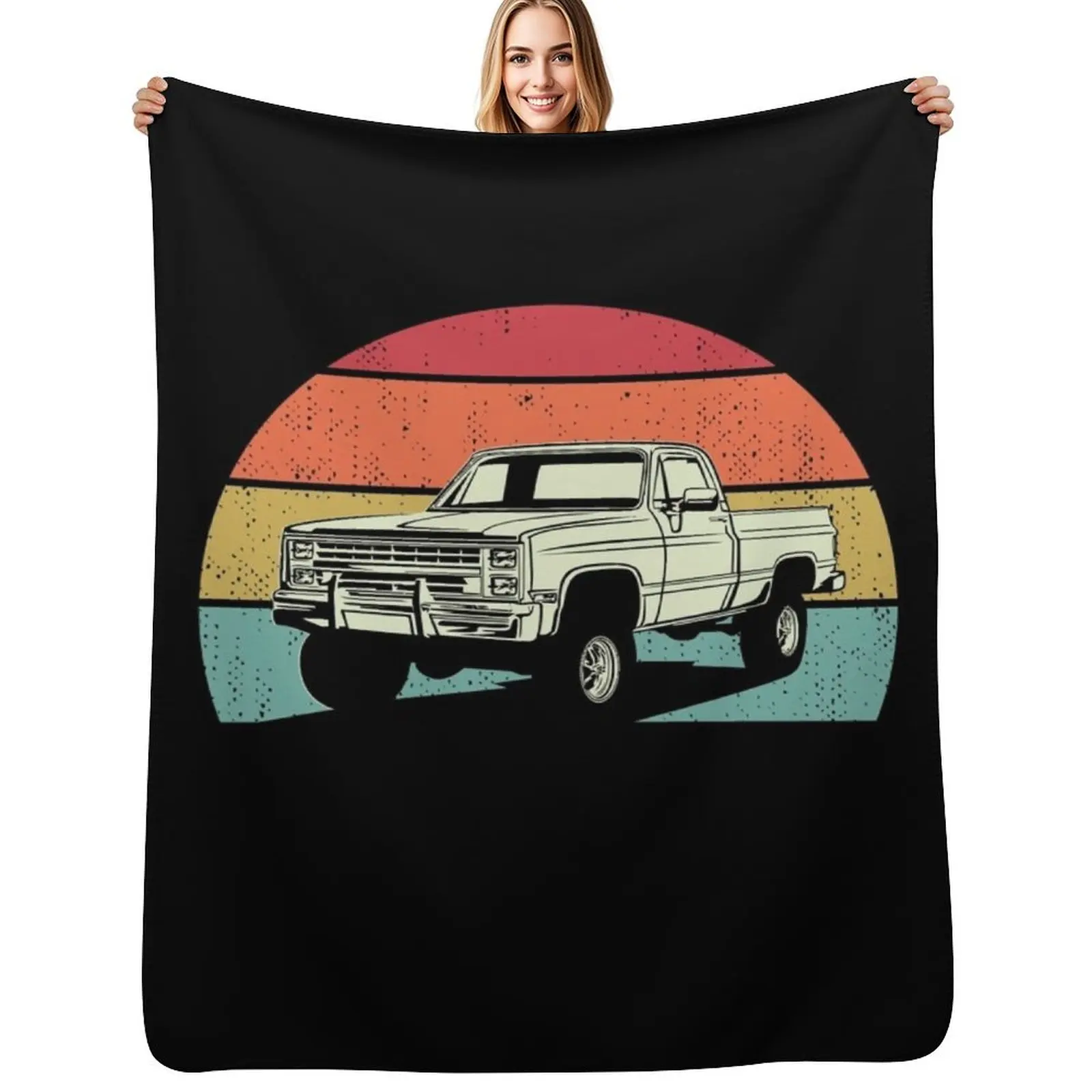

Vintage Squarebody Truck Classic Square Body Pickup Throw Blanket Soft Big Fashion Sofas Polar Bed Blankets