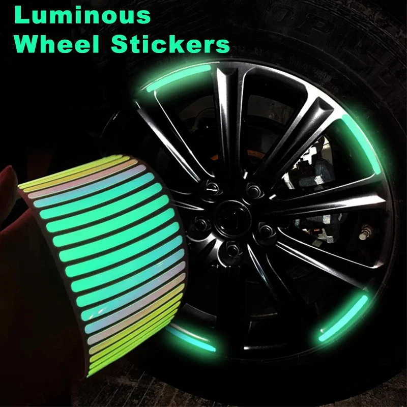 

20Pcs Car Wheel Hub Reflective Sticker Luminous Car Sticker and Decals for Motorcycle Car Night Driving Safety Luminous Stickers