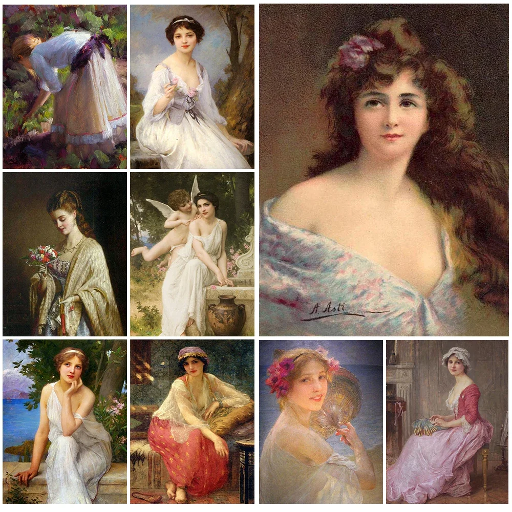 Vintage Maiden British Aristocratic Woman Wall Art Canvas Painting Wall Pictures For Living Room Decor Nordic Poster Unframed