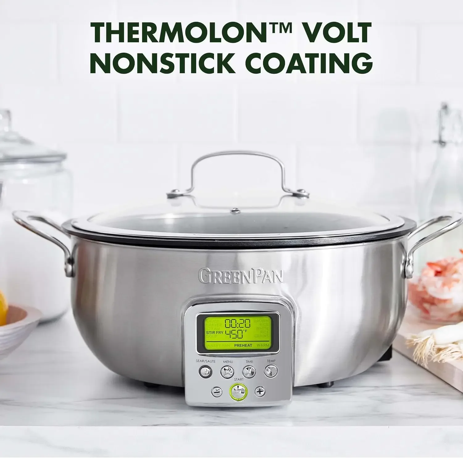 Elite 6QT elektrische Pfanne, Sear Saute Stir-Fry Cook Rice, gesunder Keramik-Antihaftbeschichtung, spülmaschinenfeste Teile, einfach zu verwendende LED-Anschlüsse