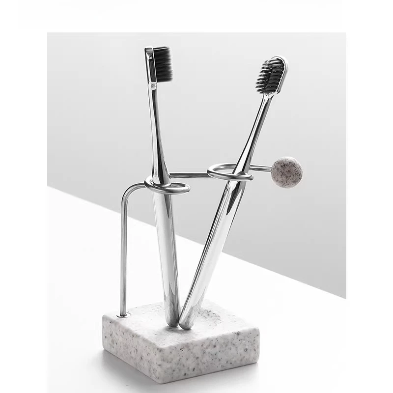 Toothbrush holder light luxury stainless steel dental set storage rack bathroom couple toothbrush holder storage ornament