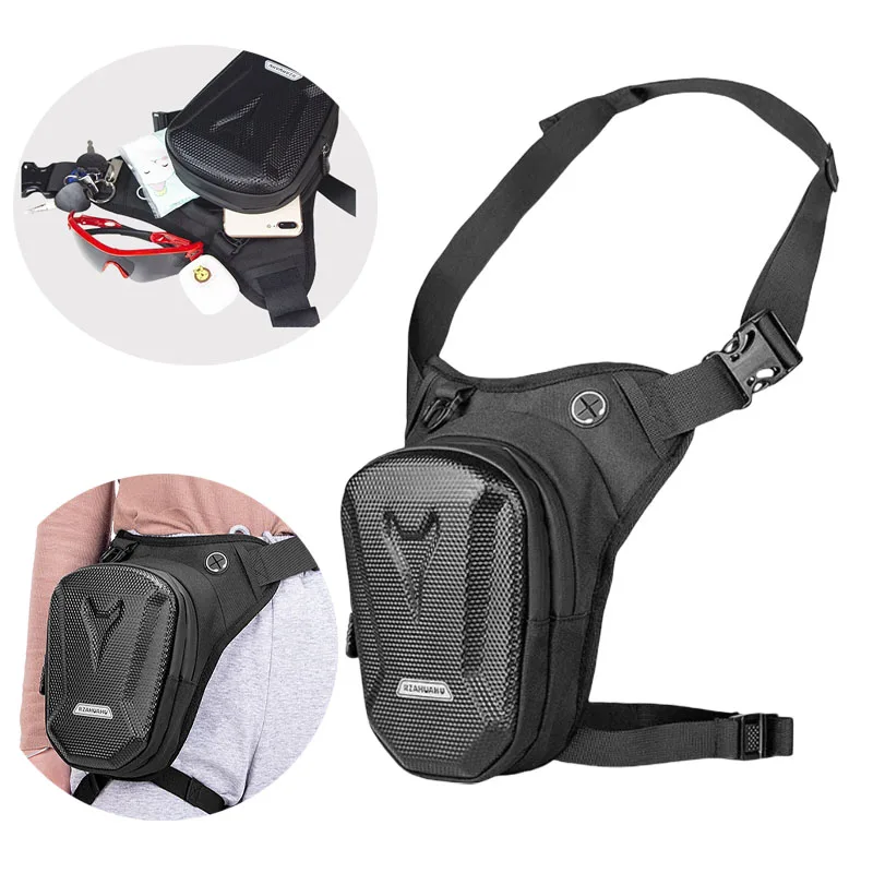 Motorcycle Leg Side Bag EVA Hard Shell Outdoor Casual Waist Bags Motorbike Mobile Phone Purse Hip Bum Pack