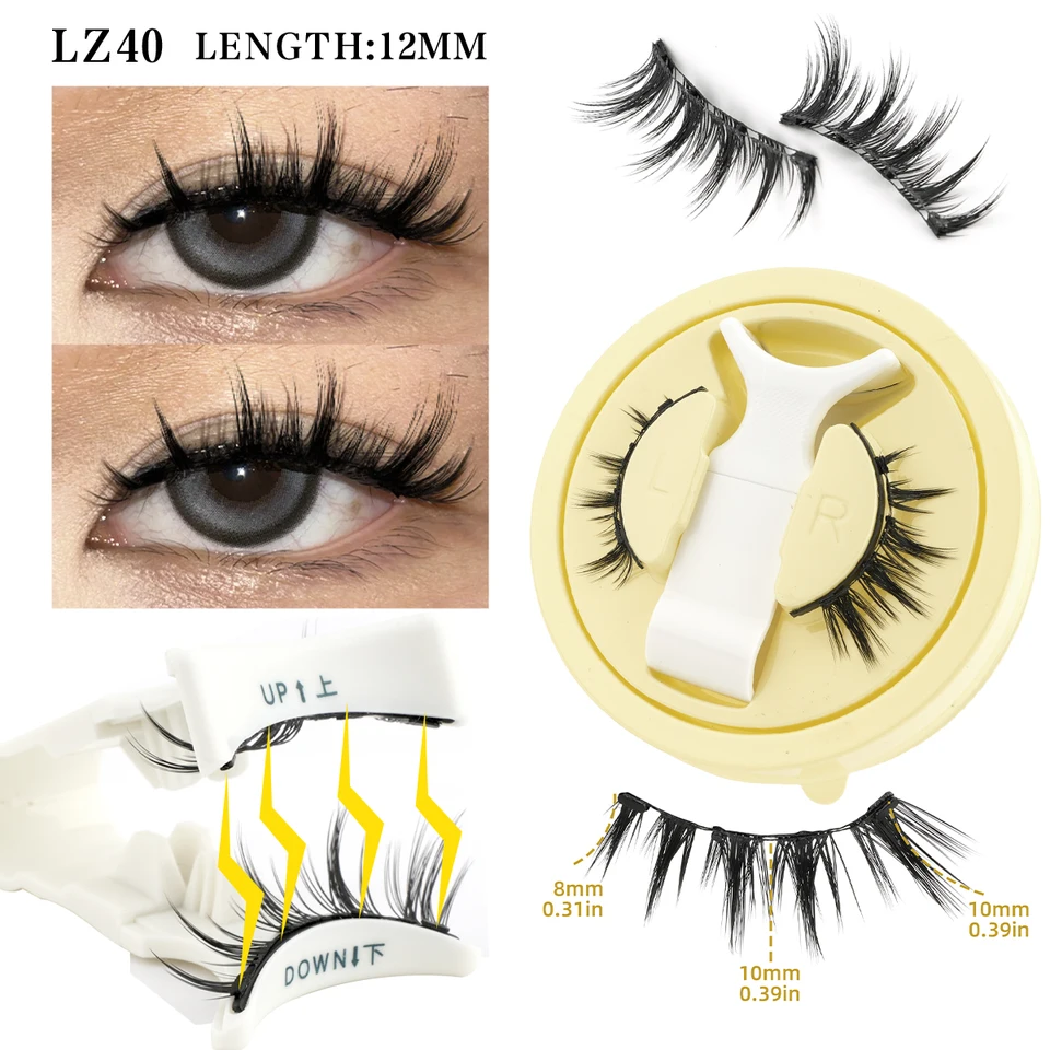 Kit de pestañas magnéticas, 1 par, 3D, visón sintético, suaves, naturales, esponjosas, manga, reutilizables, sin pegamento, banda magnética, herramientas de maquillaje 5