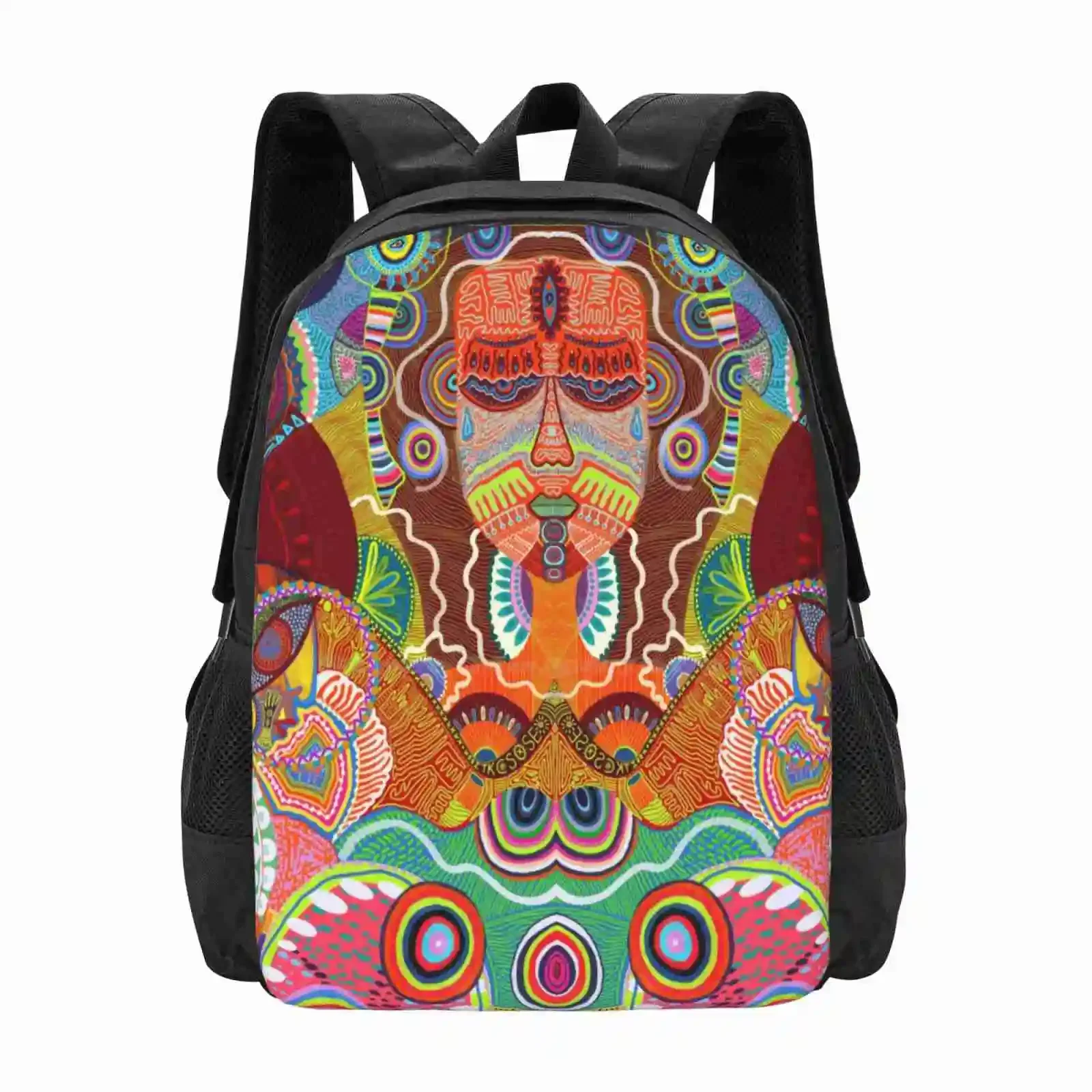 ليليث رائجة البيع حقيبة مدرسية على ظهره حقائب الموضة مجردة الهبي الروحي مخدر رسم يدوي أصفر ملون عتيق وردي #1