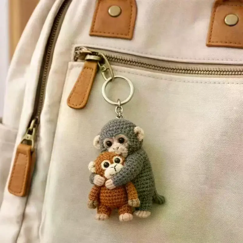 Crochet Punch Monkey Keychain, Emotional Support Punch Monkey Keychain, For Backpack Purse Keys