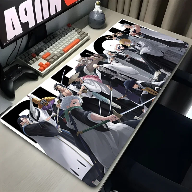 Erweiterte Leder-Schreibtischunterlage Laptop Schwarz-Weiß Tastatur Robustes Großes BLEACH Mauspad PC Japan Anime Gamer Schrank