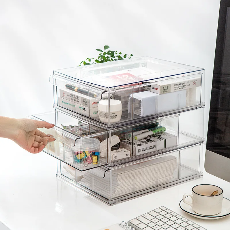 Transparent Desktop Drawer Storage Box Office Supplies Stationery Sundries Finishing Multi-Layer Storage Rack Multi-Functional