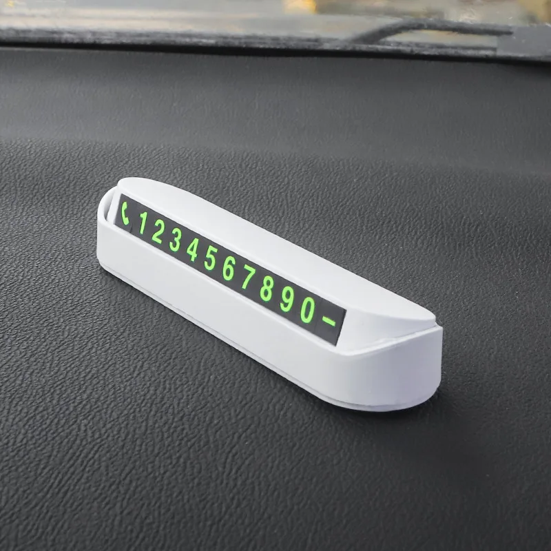 Car Accessories Mini Portable Telephone Number Plate with Switch Phone Number Business Card Temporary Parking Card Plate