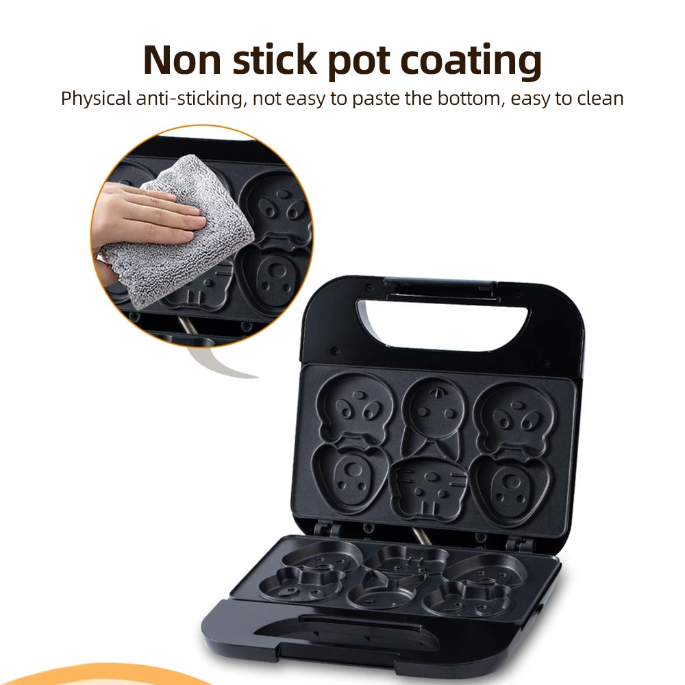 Animal  Waffle Maker Make 6 Different Cat Dog Shaped Pancakes Electric Non-stick Waffler Iron Fun Breakfast Gift for