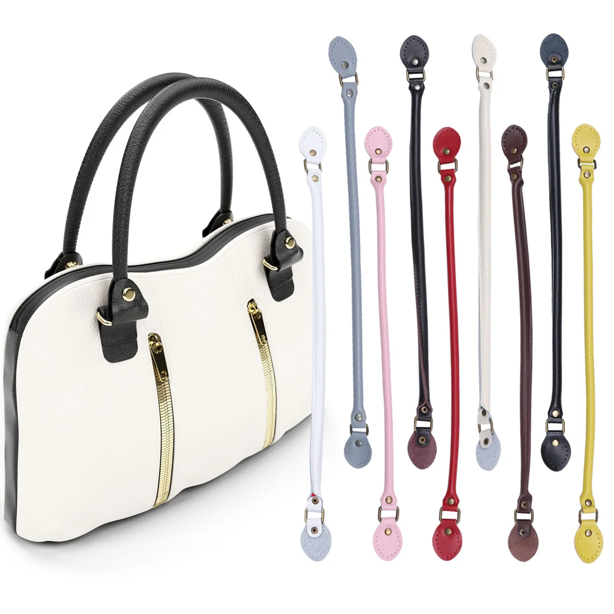 

1 Pair 60Cm Black Cowhide Bag Strap Thickened Replacement For Handbag Crossbody Pouch Diy Sewing Tote Accessories