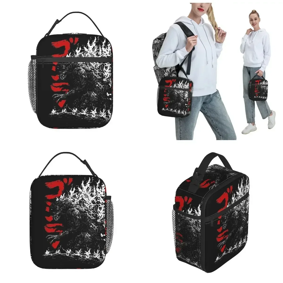 Gojiras Millenium Godzillaed Merch Insulated Lunch Bag For Work Food Storage Bag Portable Cooler Thermal Lunch Boxes