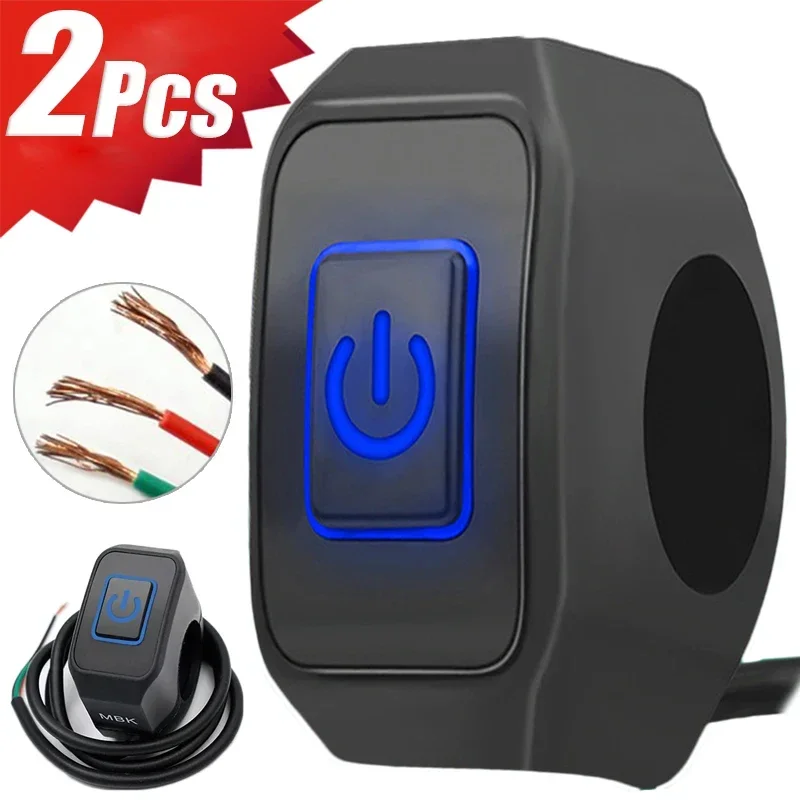 Interruptor de motocicleta à prova d'água com lâmpada de exibição LED, interruptor modificado, montagem no guidão, farol de moto, interruptores liga/desliga