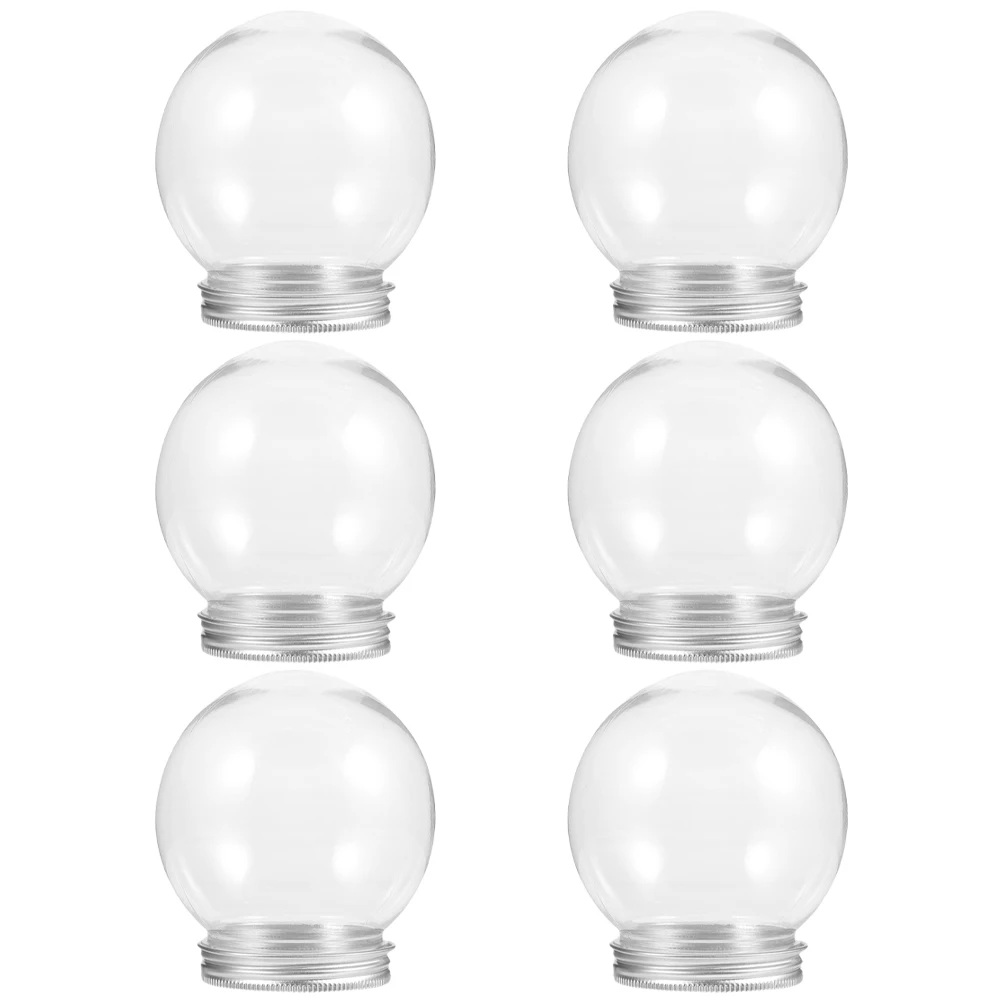 

6pcs Clear Plastic Water Globe Candy Bottle Snow Ball 150ml Aluminum Cap Diy Crafts Empty Spheres Transparent Christmas Globes