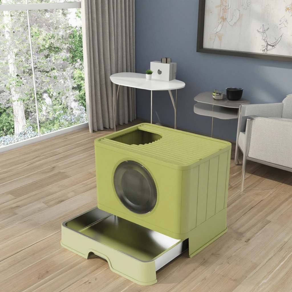 

Luxury Totally Closed Large Capacity Odor Control Easy Clean Cat Litter Box & Scoop Set