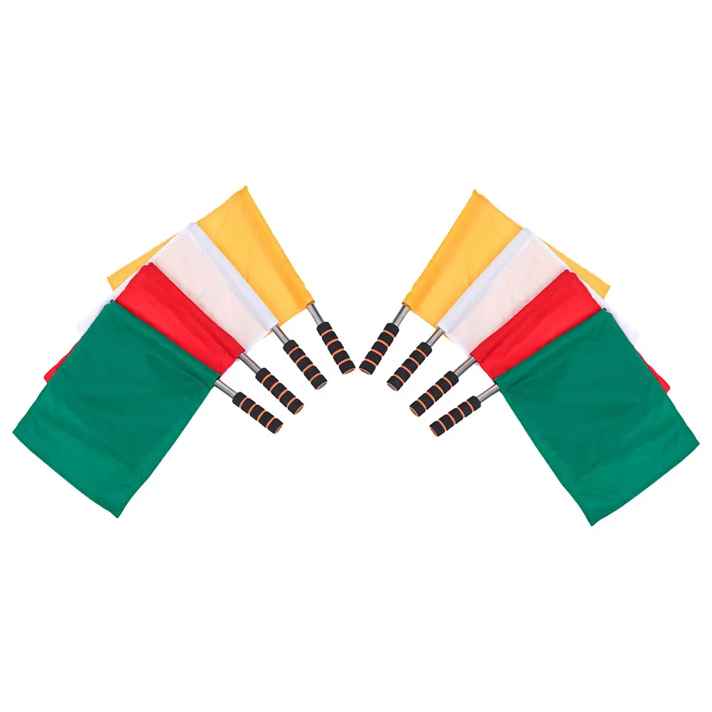 

8pcs Hand Signal Referee Hand Flags Vibrant Colors Lightweight Durable Sweatproof Handle Sports Field Racing Competition Soccer