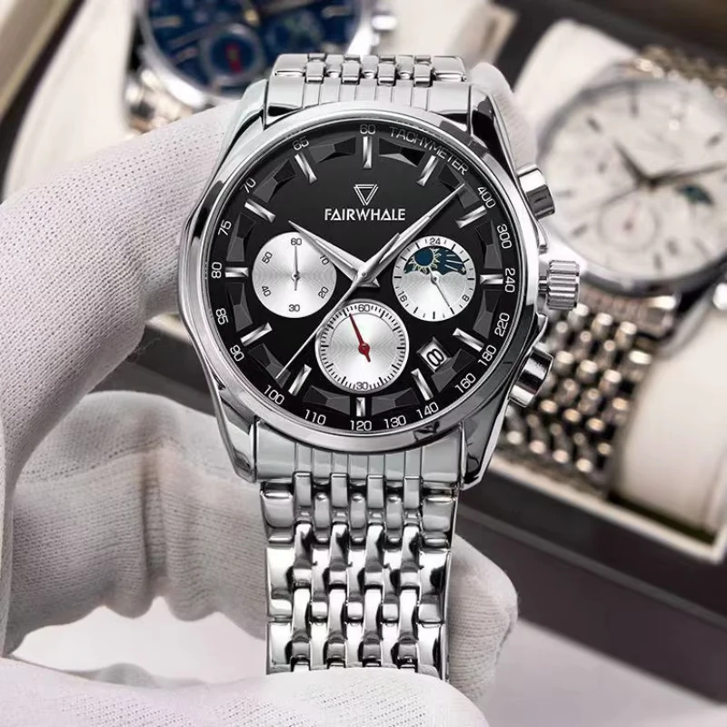 

Mark Fairwhale 2025 New Men's Watches Top Luxury Quartz Watch For Men Automatic Date Moon Phase Chronograph Wristwatch Relogio