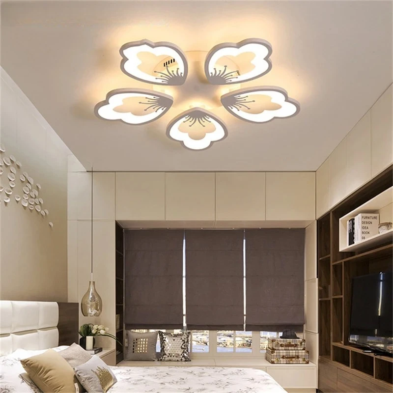 LED Acrylic Chandelier Lotus Designed Light Modern Ceiling Lamp Living Dining Room Study Luminaire Hall Decor Ceiling Lighting