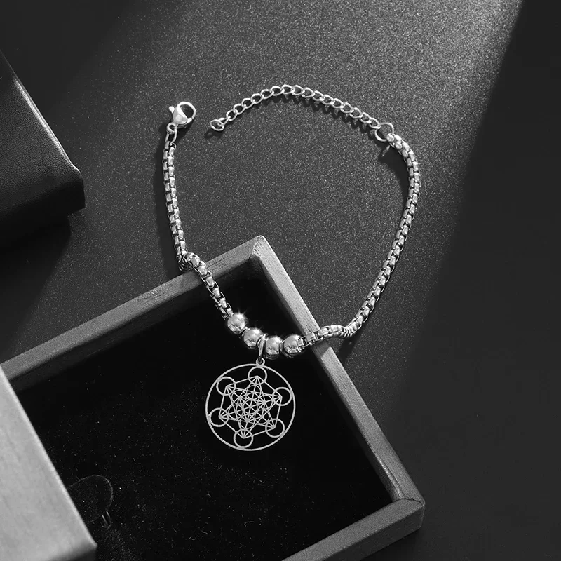 Stainless Steel Fashion Retro Angel Seal Hollow Pendant Couple Bracelet Gift Temperament Niche Design High-End Cold Style