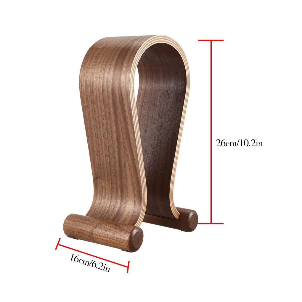 Gaming Headphone Stand Desktop Arc Shape Earphone Wooden Holder Universal Headset Rack, Birch Color