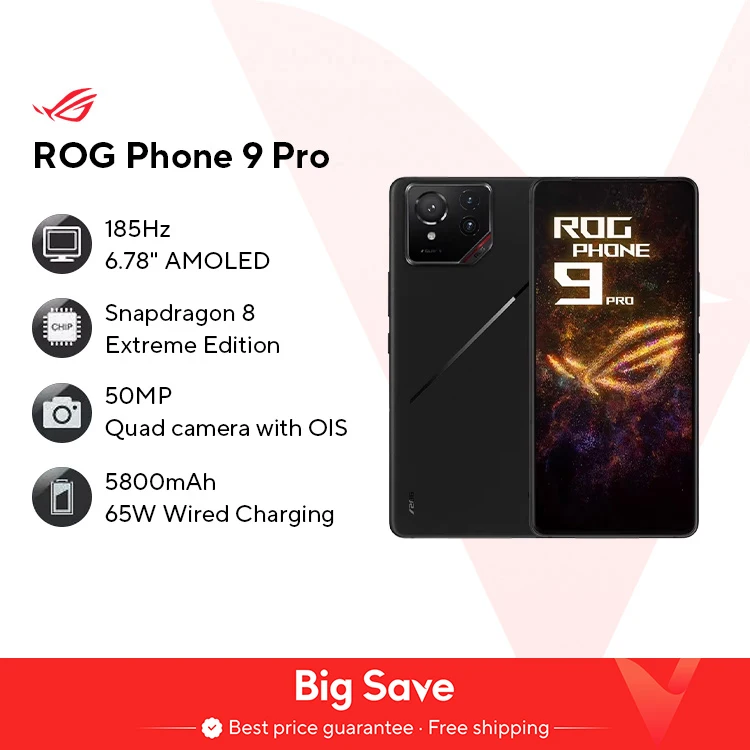 ASUS ROG Phone 9 Pro Snapdragon 8 Elite 6.78 ''185Hz cran e-sports 50MP camra 5800mAh batterie 512GB/1TB Global Rom