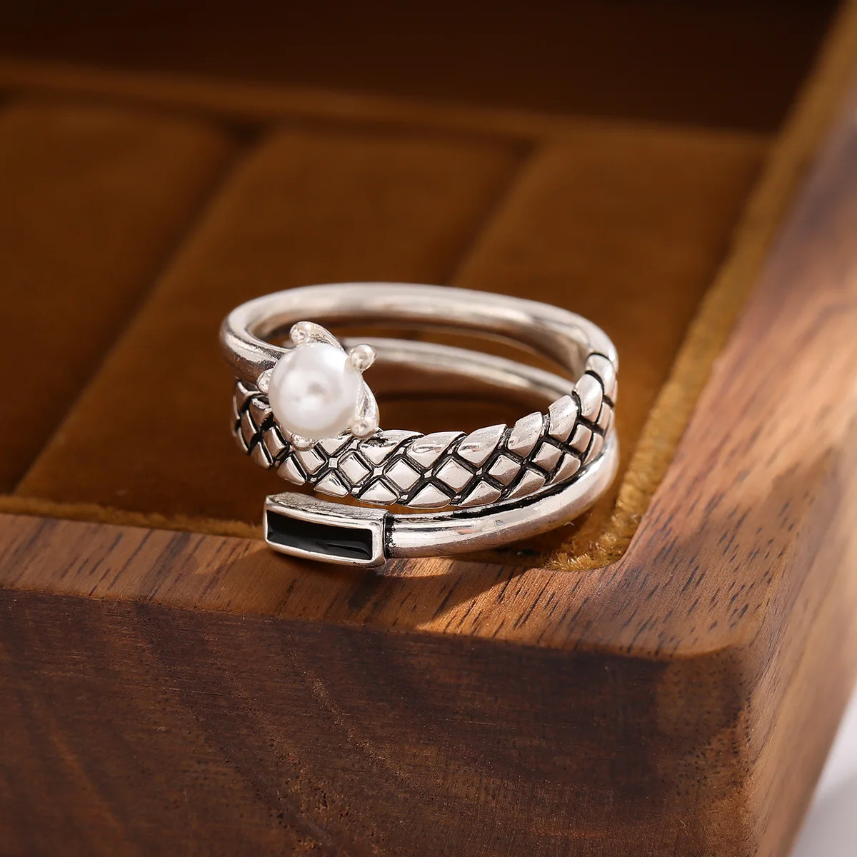 Women's 925 Sterling Silver Retro Snake Pattern Ring