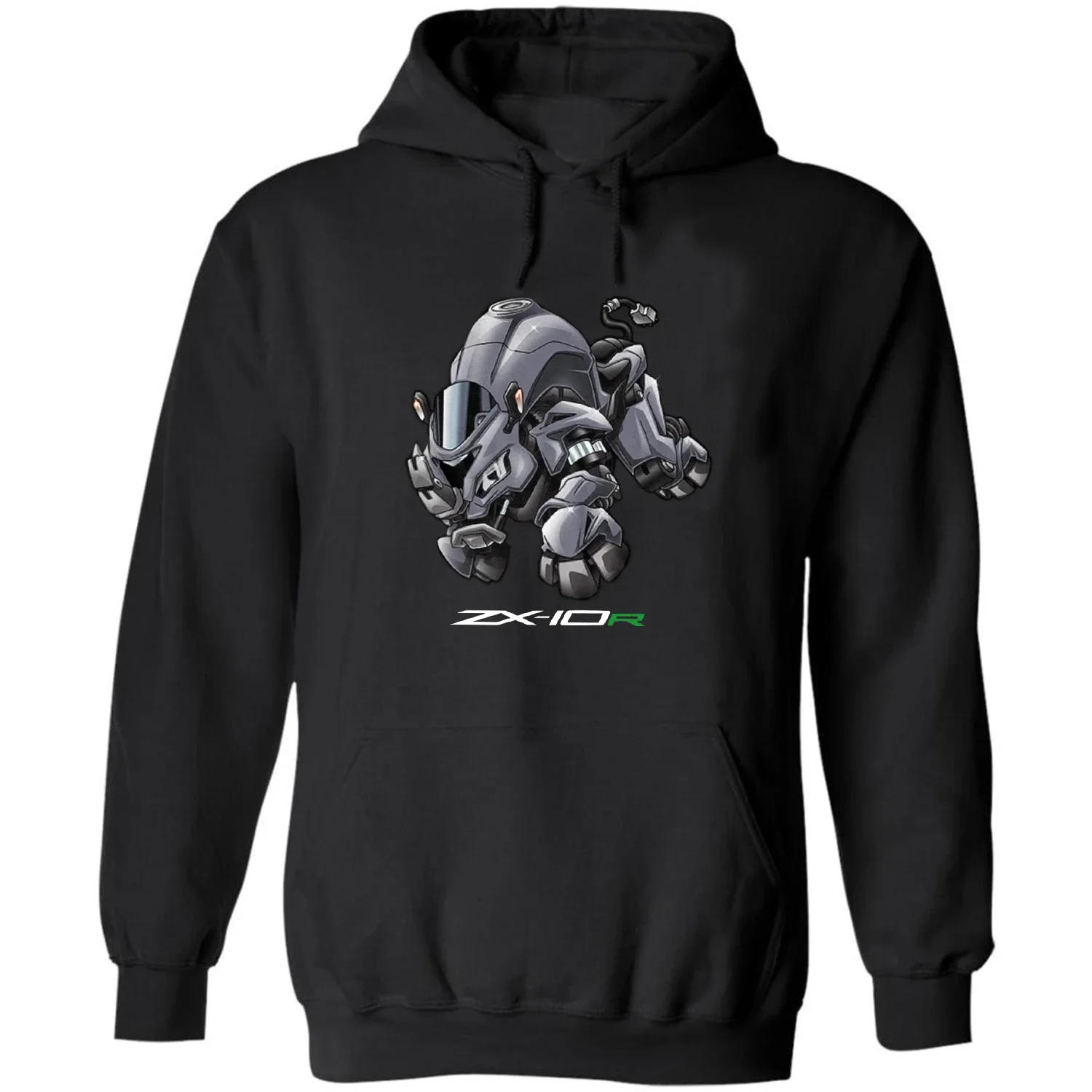 Classic Japanese Motorcycle ZX-10R Rhino Inspiration Pullover Hoodie 100% Cotton Casual Mens Sweatshirt Fashion Rider Streetwear