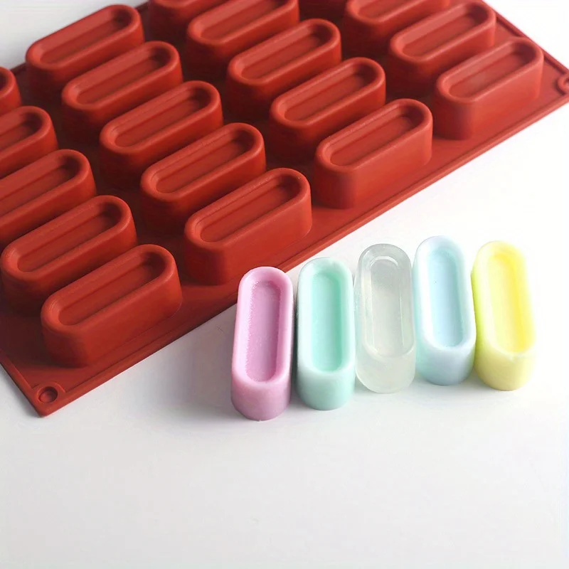 20Cups Silicone Mousse Cake Baking Mold Candy Mould French Dessert, Pastry, Chocolate Ice Cream Mold 3D Concave Eclair Shape