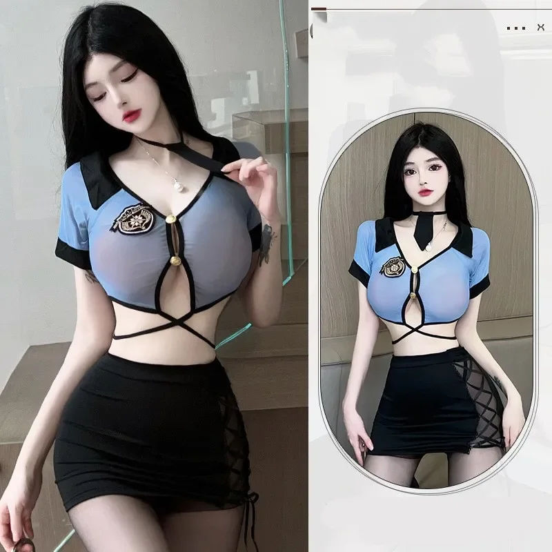 Conjunto Uniforme de Polícia Feminino, Tentação Sexy, Fato Profissional Sedutor e Robe Batalha, Traje Cosplay para Mulheres Adulta