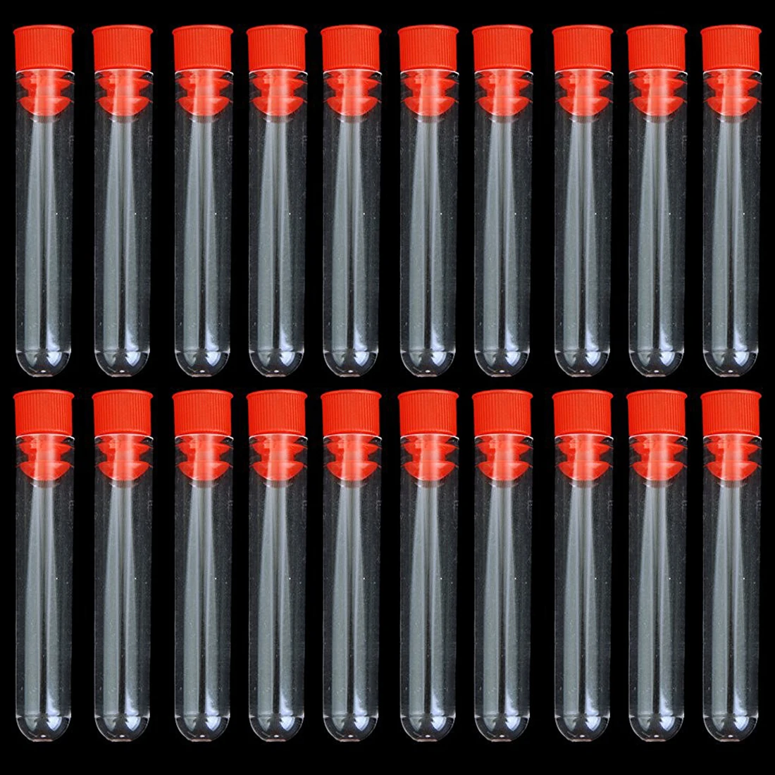 20 Pcs Non-Completed Plastic Test Tubes Lab Test Tool With Screw Cap Transparent, 12 * 60mm