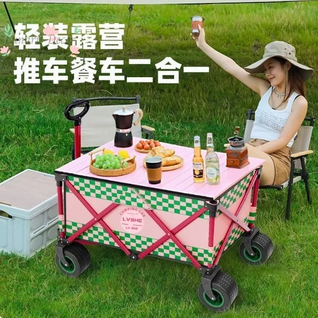 Outdoor camping cart oversized camper cart trailer foldable trolley picnic cart
