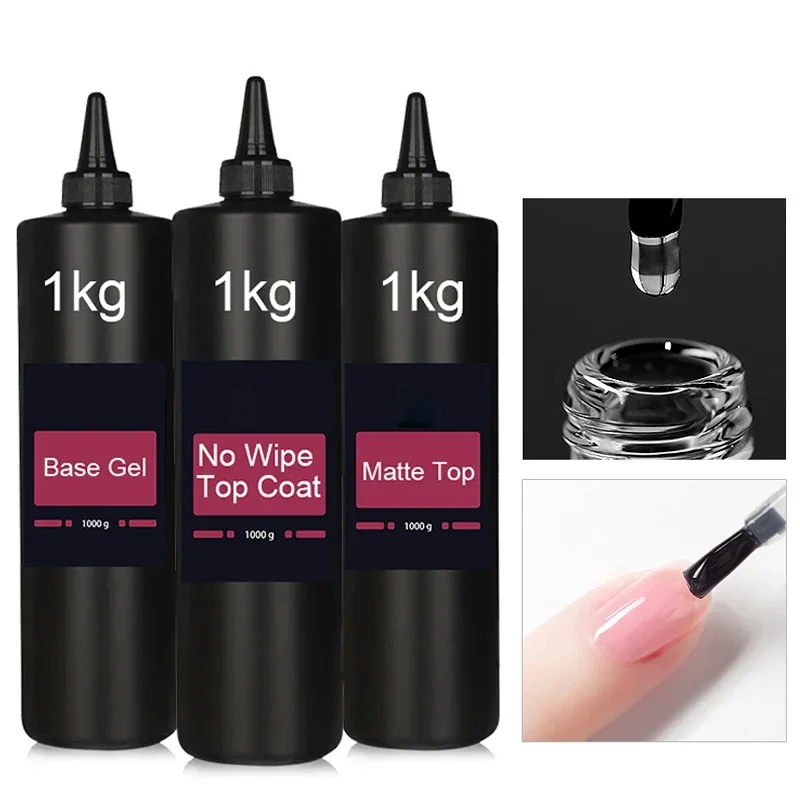 1000ml No Wipe Top Coat Super Quality Soak Off UV LED Base Gel Matte Top Coat Sans Couche Collante Utilisation Professionnelle De Salon De Manucure