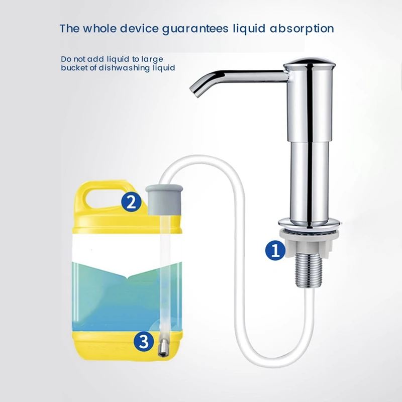 Dish Soap Dispenser For Kitchen Sink And Extension Tube Kit, 40Inch Silicone Tube Connect To The Soap Bottle Directly