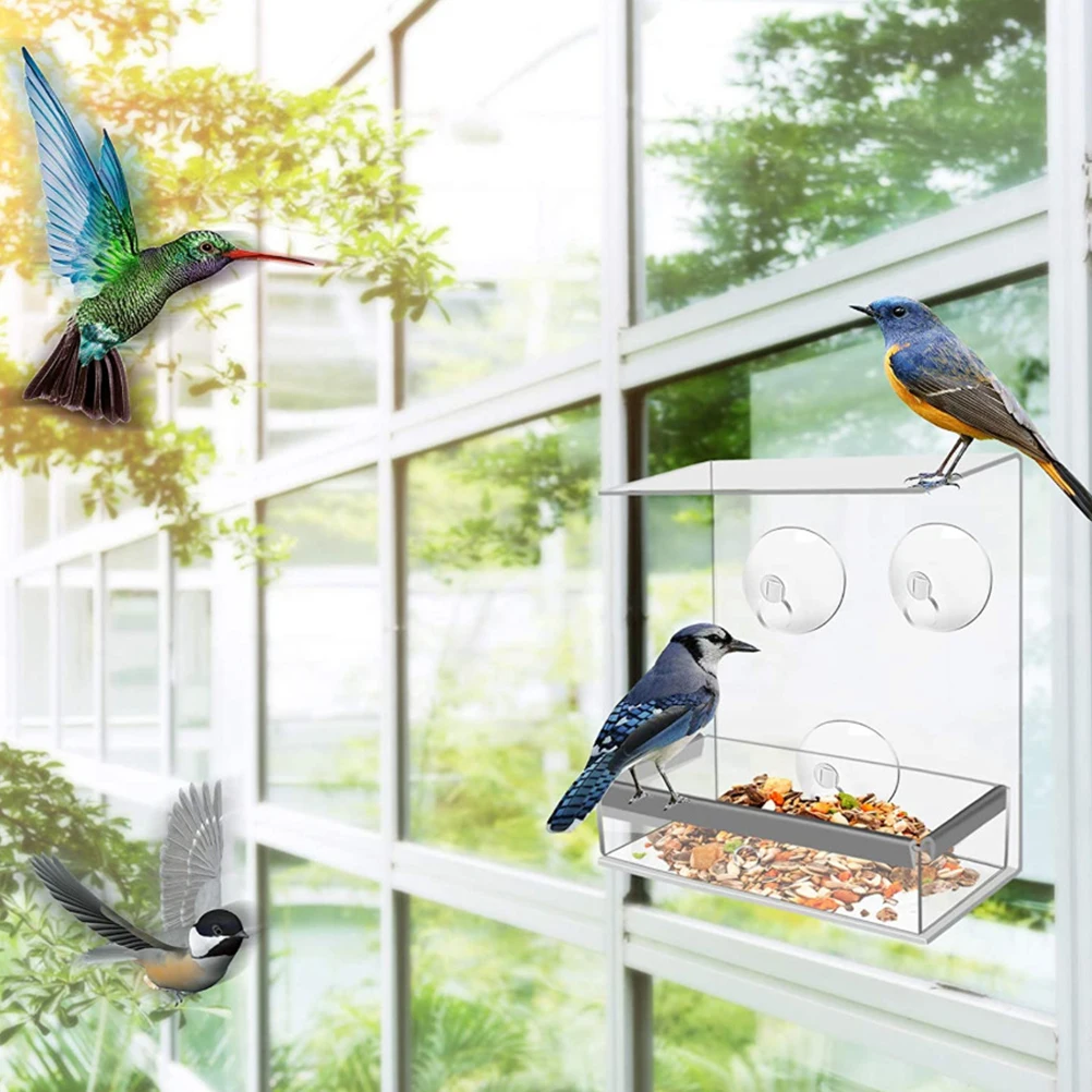 

Hanging Bird Feeder Transparent Food Holder Feeders Outdoors Bird-feeders Organic