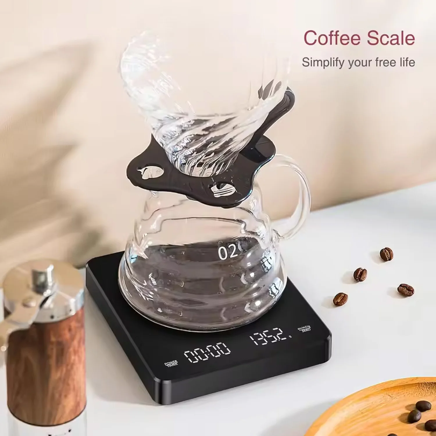 

Latest 2026 Model Store Black Mirror Mini New Espresso Coffee Food Kitchen Scale with Time USB Light Weight Digital Scale