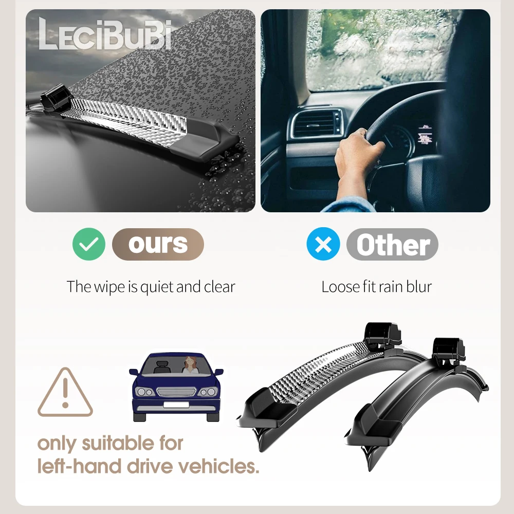 2pcs Front Windshield Windscreen Wiper Blades Carbon Fibre Wipers For Opel Meriva A B 2003-2017 2009 2010 2011 2012 2015 2016