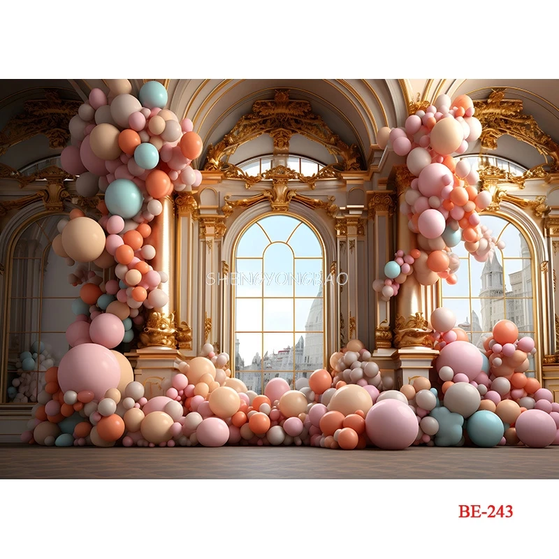 Baroque Frame Balloons Baby Shower Party Photography Backdrops Props Birthday Children Newborn Photo Studio Background BE-02