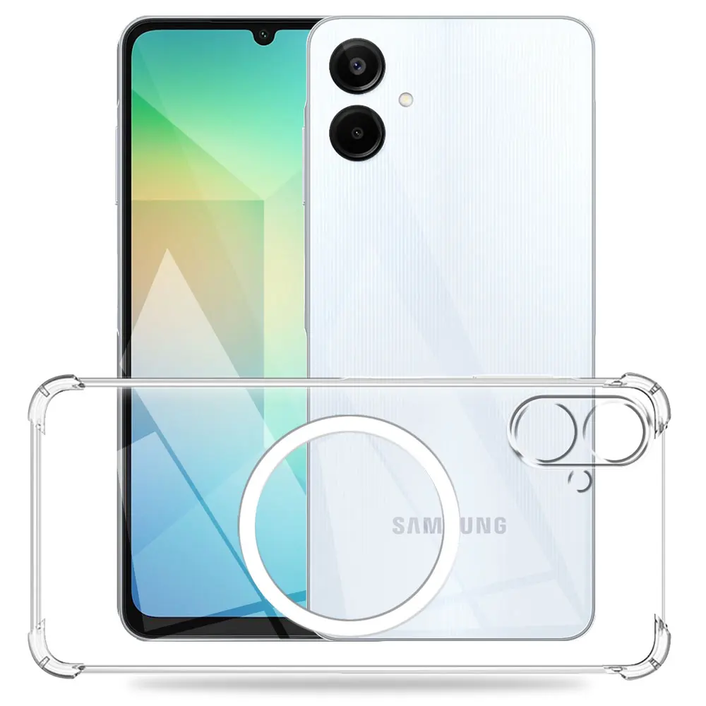 For Samsung Galaxy A06 Case With Magnetic Ring Sticker Soft Silicone Phone Case Samsung A06 A 06 SM-A065F Shockproof Clear Cover