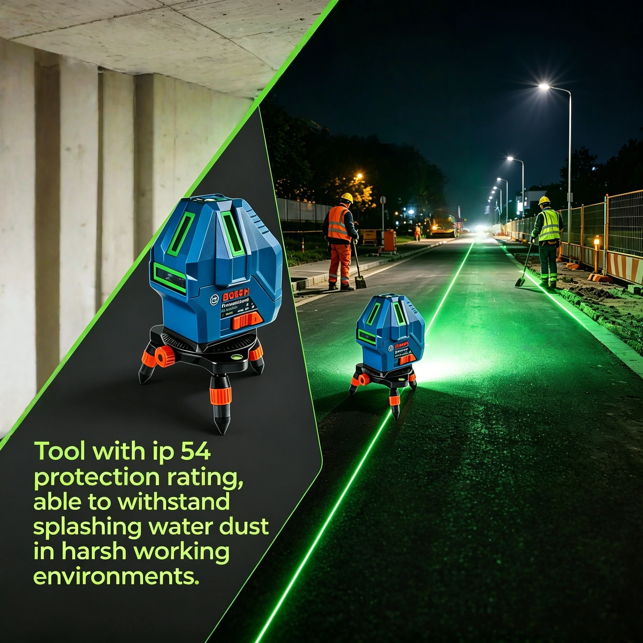 Stable Bosch GLL 50-15 XG Cross Line Laser Level Adjustable Tripod Base for Field Masonry Work and Renovation Alignment Tasks