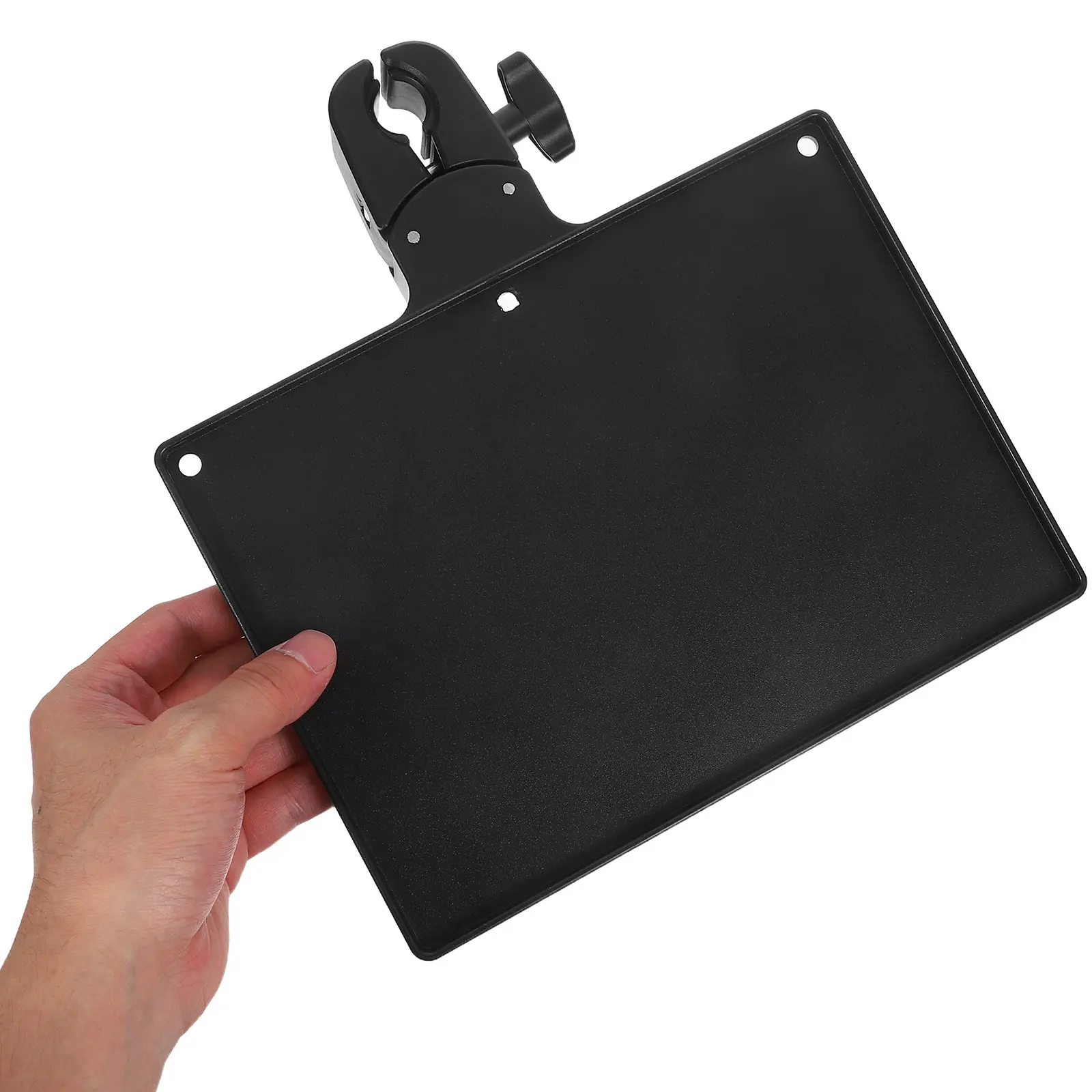 Mic Stand Tray Plastic Clamp on Organizer Adjustable Diameter Raised Edge Shelf Stable Platform Compatible with Mic Stands Live