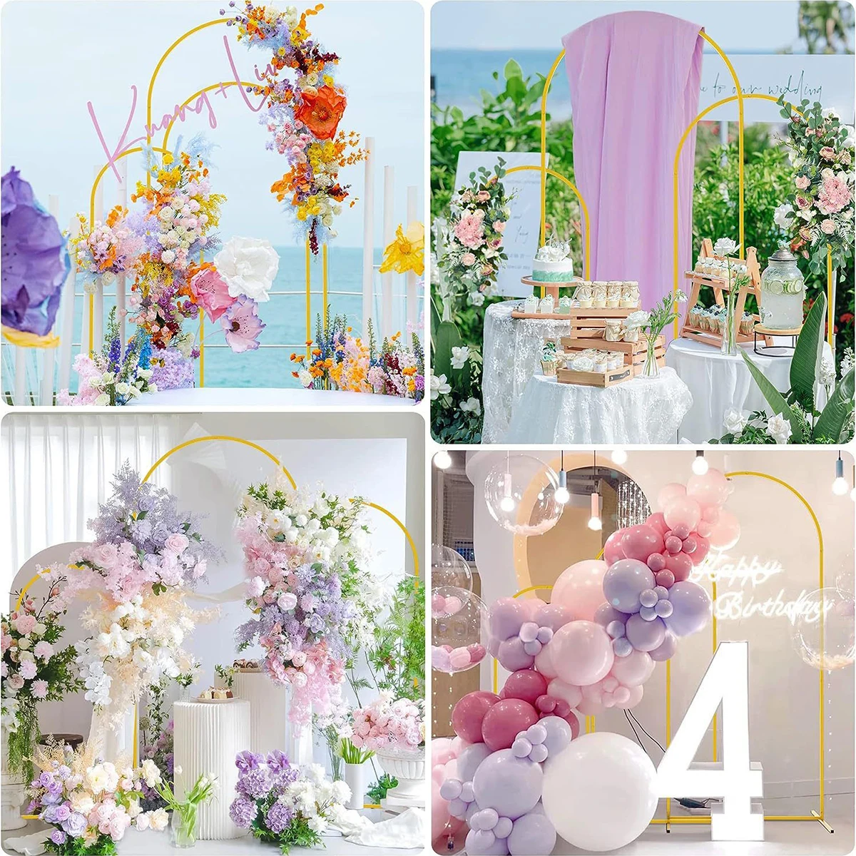 1Pc Gouden Boog Stand Metalen Frame Bruiloft Verjaardagsfeest Decoratie Boog Frame Gebogen Beugel Ballon Archway Display Achtergrond